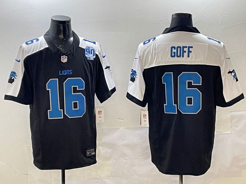 Men Detroit Lions #16 Goff Black Thanksgiving three generations 2025 Nike Limited NFL Jersey style 2->detroit lions->NFL Jersey